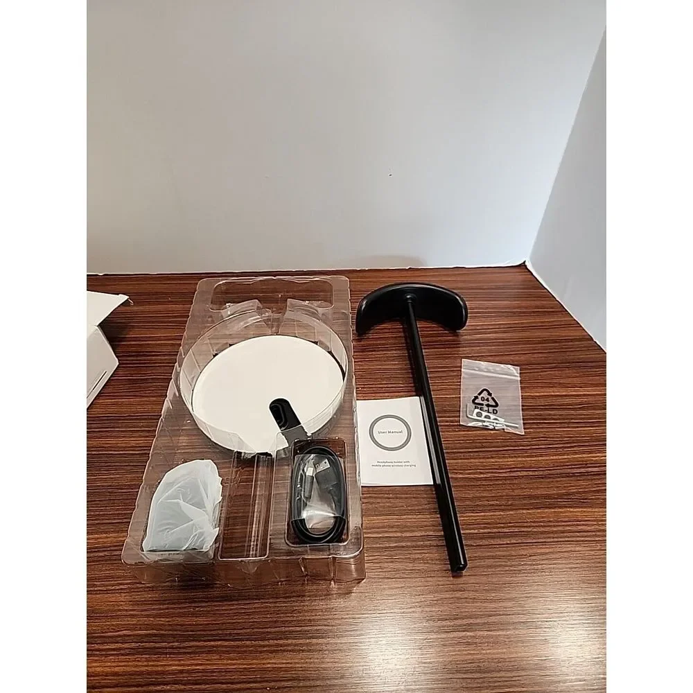 Headphone Stand w Mobile iPhone Wireless Charger‎ -Headset Holder & Station Dock